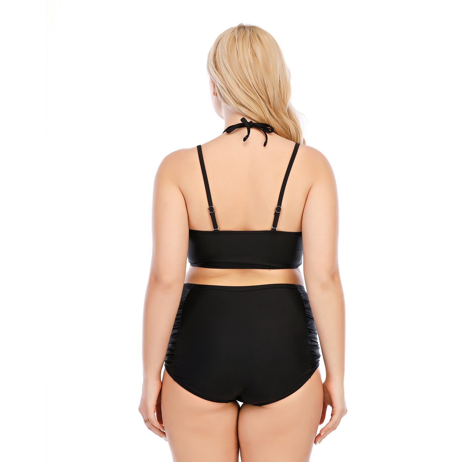 SiySiy Plus Size Two Piece Black Fishnet Swimwear Triangle Bottoms Swimsuit