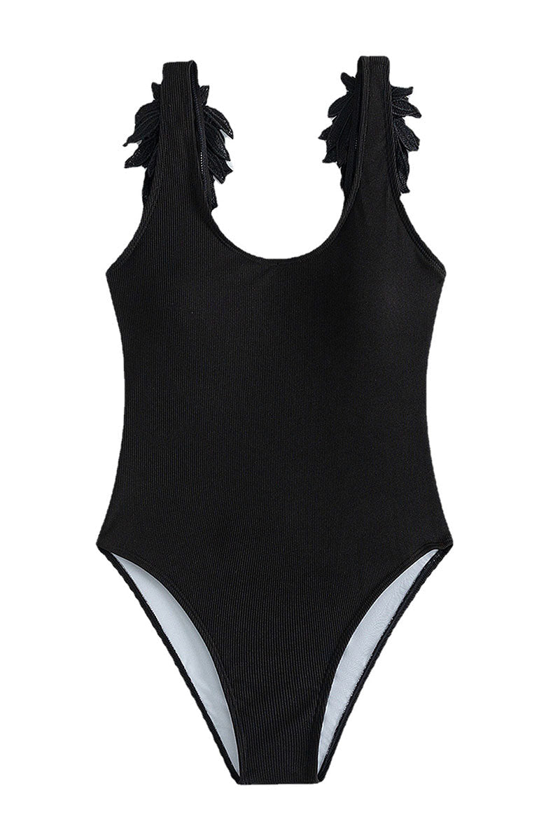 3D Embroidered Wing Design Whimsical One Piece Swimwear